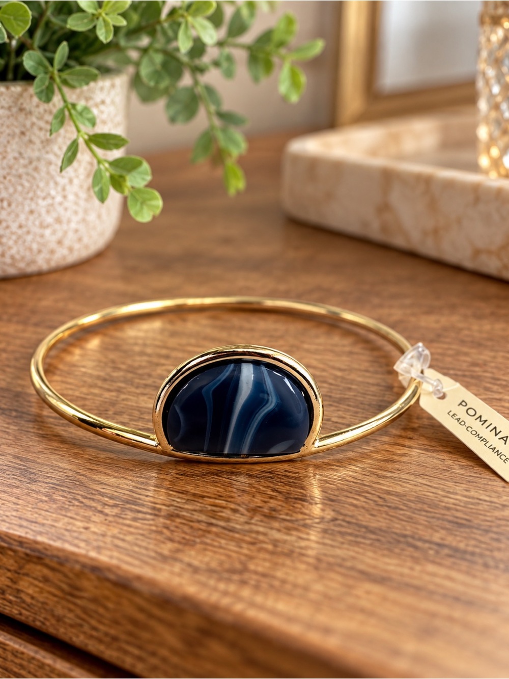 6/$25 - Pomina Gold-Tone Blue Stone Cuff Bracelet. (BN3po)